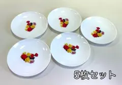 昭和レトロ 花柄 プラスチック製 小皿 5枚セット ホワイト 白