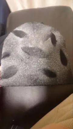 グレーと黒のニット帽