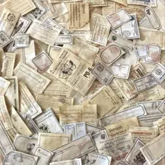 ラベル他　コーヒー染め　100枚　ジャンクジャーナル・コラージュ素材