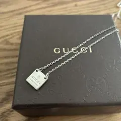 極美品 GUCCI ロゴプレート 925 ボールチェーン 約34cm レディース 