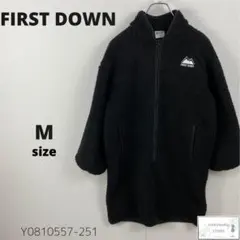 FIRST DOWN ファーストダウン ボアロングコート フリース防寒 ロゴ刺繍