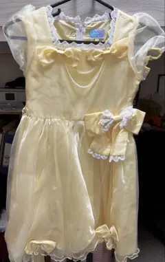 黄色 フリル リボン ドレス