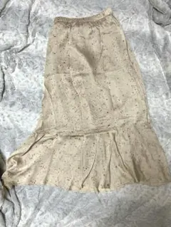 【SLOBE IENA 】FREE◇総柄フレアスカートロングベージュウエストゴム