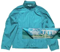 80sWOOLRICHナイロンジャケットターコイズブルーエメラルド緑青M位フードのサムネイル