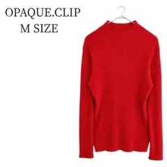 オペークドットクリップ/リブニット/ハイネック/シンプル/M/レッド/きれいめ