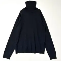 ウエストシー タートルネックニット 黒 L カシミヤ混 無地 長袖 シンプル Y