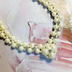 【美品】パールとクリスタルのビーズネックレス、結婚式、お呼ばれ、ナイスクラップ