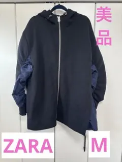 美品【ザラ】アウター コントラスト ナイロン スウェットシャツ オーバーサイズ