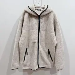 ⚫︎ボアフリース 【L】ジップアップパーカー ベージュ アウター 防寒