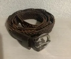 レディース ベルト 編み込みタイプ ブラウン 全長約100cm 穴なし調整可