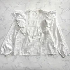 《最終価格》FREAK’S STORE レース フリルブラウス 白 綿100