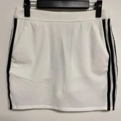 【新品未使用】adidas ホワイトメッシュスカート 黒ストライプ OT