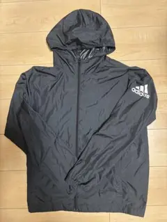 adidas ナイロンジャケット ブラック フード付き 軽量 防風 アディダス