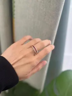 リングK18YG ルビー0.90 ダイヤモンド1.13ct #52