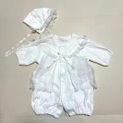 セレモニードレス 帽子付き 50-60cm お宮参り 退院着 ベビードレス