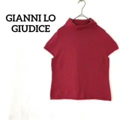 ジャンニロジュディチェ 半袖ニット ハイネック 赤 カシミヤ100% 36