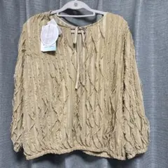 しまむらTOMO フリルリボンブラウス　ブラウン　Lサイズ