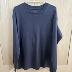ユニクロUNIQLO ソフトタッチクルーネックTシャツ/長袖L メンズ　ブルー