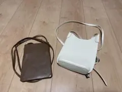 ホワイトレザー スマホショルダーバッグ