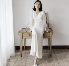 【結婚式に】パーティードレス ロングワンピース 二次会発表会 ウエディングM