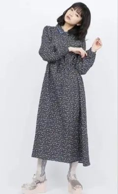 merry jenny　花柄シャツマキシワンピース　ネイビー