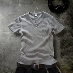 y2k 《EDWIN》thermal waffle v-neck tee 退廃のサムネイル