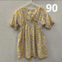 90 プティマイン Petitmain 花柄カシュクールワンピース イエロー
