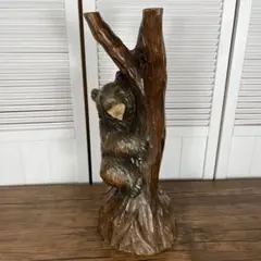 【匿名発送】木彫りの熊　親子熊　木工品　工芸品　置物　熊1体