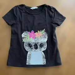H&M コアラ柄スパンコールTシャツ　ブラック