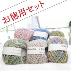 リサイクルシルクウール糸　並太　２５ｇ巻き　６色セットD