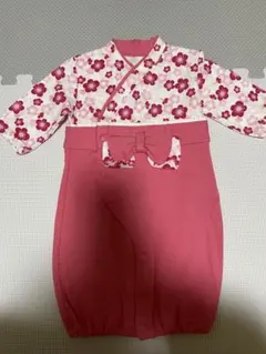 ベビー着物 ピンク 花柄 50-70cm ロンパース