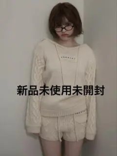 新品未使用タグ付き Mou loose knit set upアイボリー