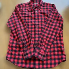 GU 赤と黒のチェック 長袖シャツ M