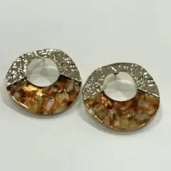 【未使用】SHEIN シーイン　サークルモチーフ ピアス ゴールド べっ甲風