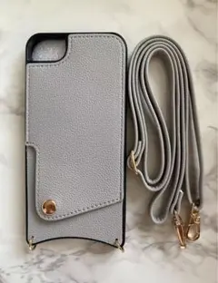 iPhone6/7/8/SE2/SE3ソフトケース&ストラップセット　グレー灰色