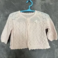 赤ちゃんの城　ピンク レース編み カーディガン 80cm