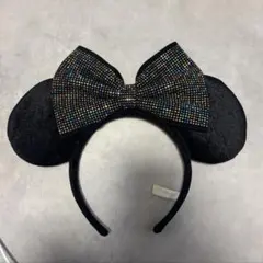 ディズニー　カチューシャ　ミニー　黒　キラキラ　ラインストーン