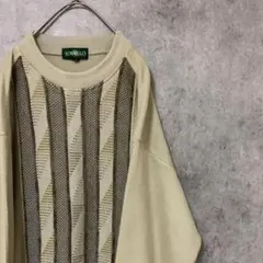 90s vintage 柄ニット　日本製　メンズ　L 古着　ゆるダボ　個性派