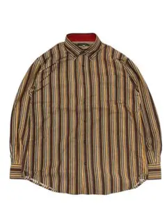 90s風 マルチストライプ BDシャツ ブラウン LL アメカジ