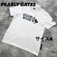 美品　パーリーゲイツ　半袖ポロシャツ　ミッキー　ディズニー　ホワイト　サイズ6