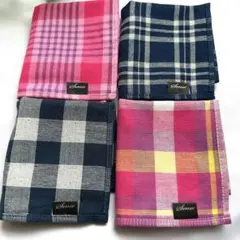 新品　タオルハンカチ 4枚セット　ピンク系とブルー系　プレゼント用人気