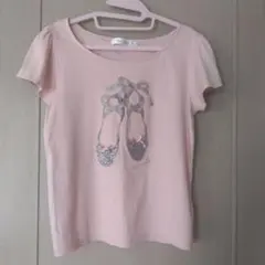Couture brooch バレエシューズ刺繍 Tシャツ ピンクのサムネイル
