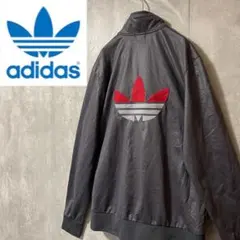 adidasアディダストラックジャケットジャージ黒グレーくすみカラー刺繍ロゴ希少
