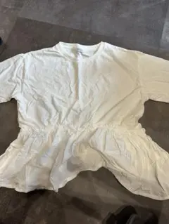 ホワイト フリル 半袖シャツ