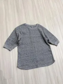 UNIQLO ワッフルクルーネックT140cm グレー5部袖