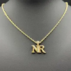 ニナリッチ NINA RICCI NRロゴ ネックレス ゴールド ラインストーン