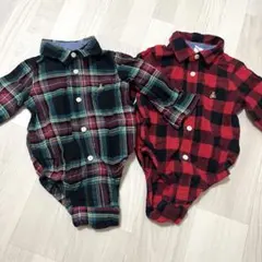 babygap シャツロンパース　２枚セット 赤　緑　チェック柄 6-12M