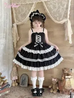 ToAlice コットンレース＆レースアップジャンパースカート M