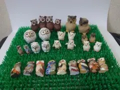 縁起物 フクロウ の陶器などの置物 セット