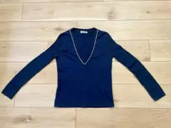 NEWYORKER ネイビー Vネック 長袖ニット